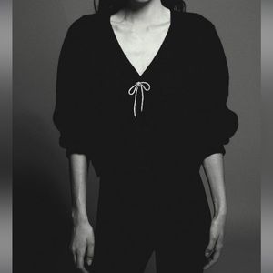 H&M Rhinestone Bow Cardigan Black in Size S